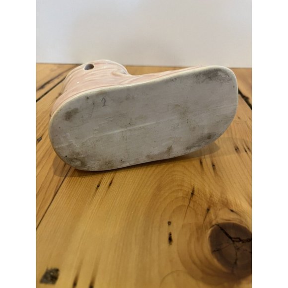 Vintage Ceramic Pink Baby Booties - Planter Pot Trinket Cup. Lace Up Boot Shoe - Picture 6 of 6